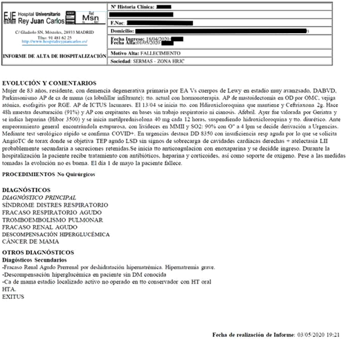 A scan of a medical document in Spanish.